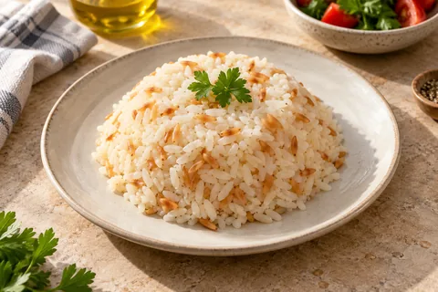 Tereyağlı Pirinç Pilavı — servis edilmiş yemek